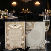Faux Gold Embossed Baroque Swan Fairytale  Wedding 招待状