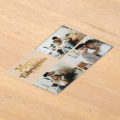 Faux Gold Family Photo Collage Christmas Card アクリル招待状 (レイダウン)