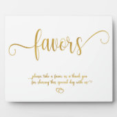 Faux Gold Favors Wedding sign Tabletop Plaque フォトプラーク (正面)