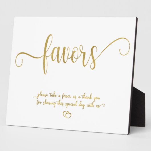 Faux Gold Favors Wedding sign Tabletop Plaque フォトプラーク (側面)