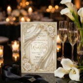 Faux Gold Filigree Satin Drapery Formal Wedding  招待状