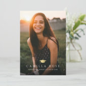 Faux Gold Foil Cap Photo Graduation Party 招待状 (スタンド正面)