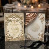 Faux Gold Foil Effect Baroque Swans Formal 招待状