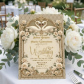 Faux Gold Foil Effect Baroque Swans Formal 招待状