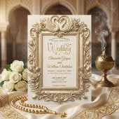Faux Gold Foil Embossed Baroque Floral Wedding 招待状