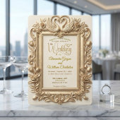 Faux Gold Foil Embossed Baroque Floral Wedding 招待状