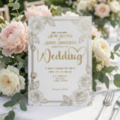 Faux Gold Foil Floral Frame Ivory Romantic 招待状