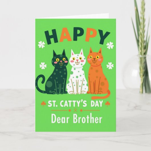 Faux Gold Foil Happy Cats Card カード (正面)