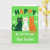 Faux Gold Foil Happy Cats Card カード (黄色い花)