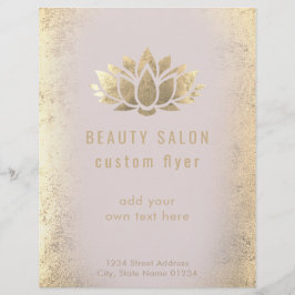 FAUX gold foil lotus flower beauty salon チラシ