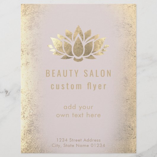 FAUX gold foil lotus flower beauty salon チラシ (正面)