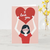 Faux Gold Foil Love You Card カード (黄色い花)