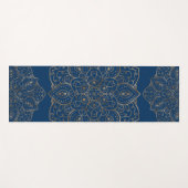 Faux Gold Foil On Dark Blue Decorative Mandala ヨガマット (正面(横))