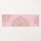Faux Gold Foil On Light Pink Mandala With Initials ヨガマット (正面(横))