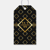 FAUX Gold Geometric Pattern with Monogram on BLACK ギフトタグ (裏面)