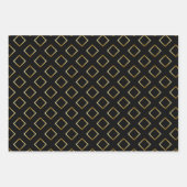 FAUX Gold Geometric Pattern with Monogram on BLACK ラッピングペーパーシート (正面3)