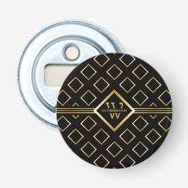 FAUX Gold Geometric Pattern with Monogram on BLACK 栓抜き