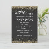 Faux Gold Glitter Black 50th Birthday Invite 招待状 (スタンド正面)