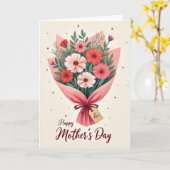 Faux Gold Glitter Mom Card カード (黄色い花)