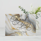 Faux Gold Grey White Marbled Formal Thank You Card サンキューカード (スタンド正面)