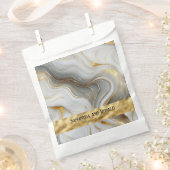 Faux Gold, Grey, White Marbled Wedding Favor Bags フェイバーバッグ (クリップ留めされた状態)