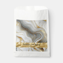 Faux Gold, Grey, White Marbled Wedding Favor Bags フェイバーバッグ