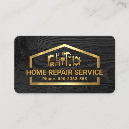 Faux Gold Handyman Tools Building Frame 名刺 (正面)