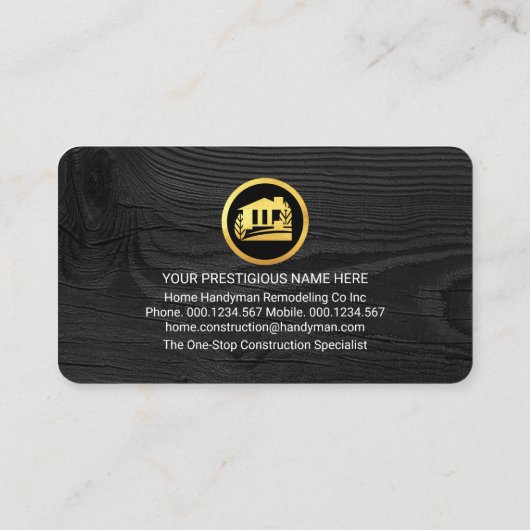 Faux Gold Handyman Tools Building Frame 名刺 (裏面)