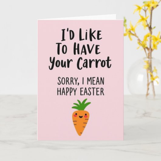 Faux Gold Happy Easter Carrot Card カード (黄色い花)