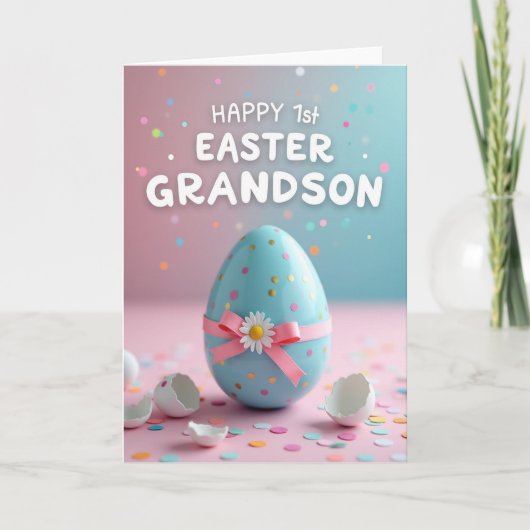 Faux Gold Happy Easter Grandson Card カード (正面)