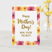 Faux Gold Happy Mothers Day Card カード (黄色い花)