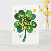Faux Gold Happy St Patricks Day Card カード (黄色い花)