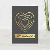 Faux Gold Hearts Valentines Day Card カード (正面)
