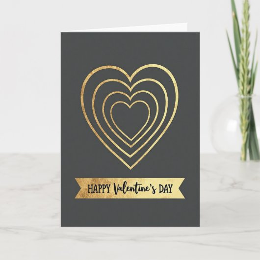 Faux Gold Hearts Valentines Day Card カード (正面)
