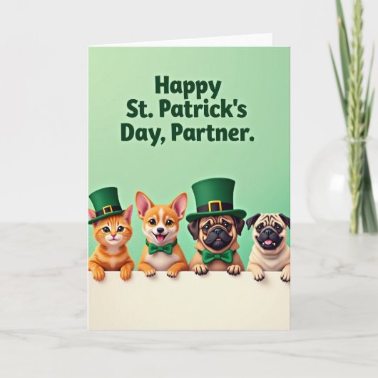 Faux Gold Holiday Pets Card カード (正面)