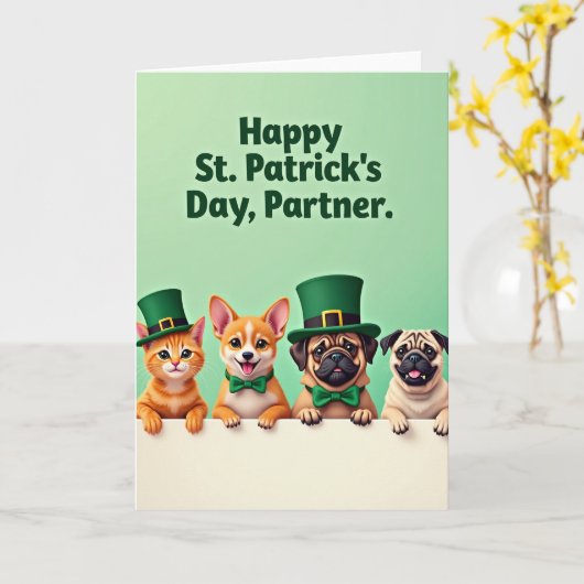 Faux Gold Holiday Pets Card カード (黄色い花)