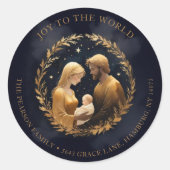 Faux Gold Holy Family Nativity Exquisite Christmas ラウンドシール (正面)