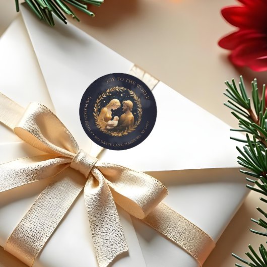 Faux Gold Holy Family Nativity Exquisite Christmas ラウンドシール