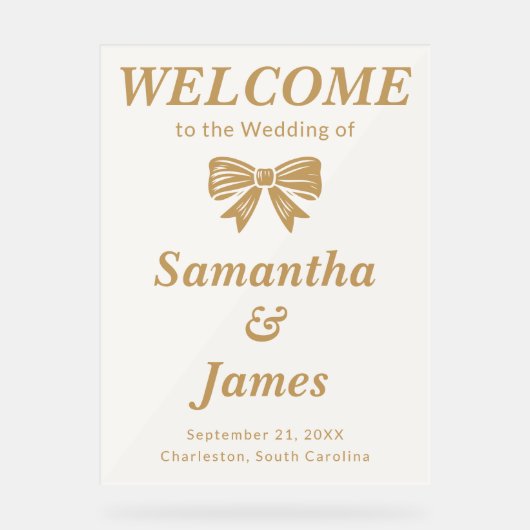 Faux Gold Luxe Welcome for Formal Venues アクリルサイン (正面)