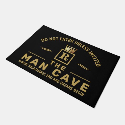 FAUX GOLD Man Cave ドアマット (アングル)