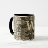 Faux Gold Metallic Camouflage Glitter Monogram マグカップ (正面左)