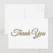 Faux Gold Metallic Foil Glam Thank You ポストカード (正面/裏面)