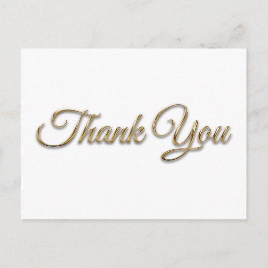 Faux Gold Metallic Foil Glam Thank You ポストカード (正面)