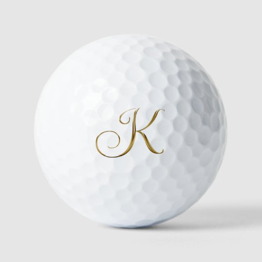Faux Gold Metallic Monogram K ゴルフボール (正面)