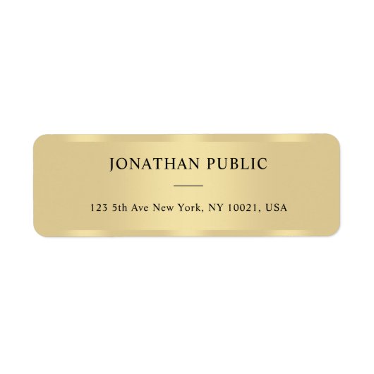 Faux Gold Modern Template Elegant Return Address ラベル (正面)