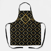 Faux Gold Monogram - Black and Gold エプロン (正面)