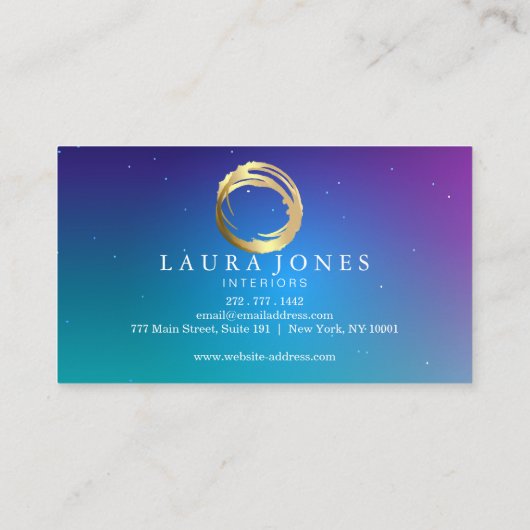 Faux Gold Painted Circle Designer 名刺 (裏面)