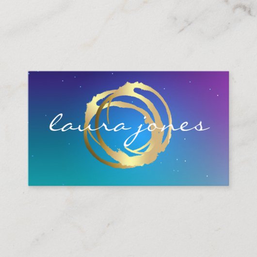 Faux Gold Painted Circle Designer 名刺 (正面)