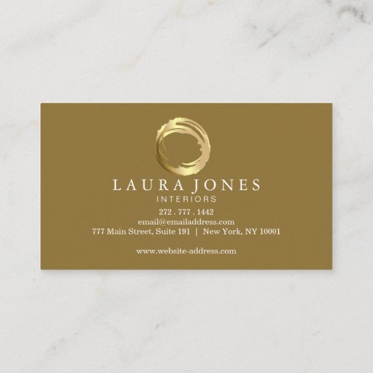 Faux Gold Painted Circle Designer 名刺 (裏面)