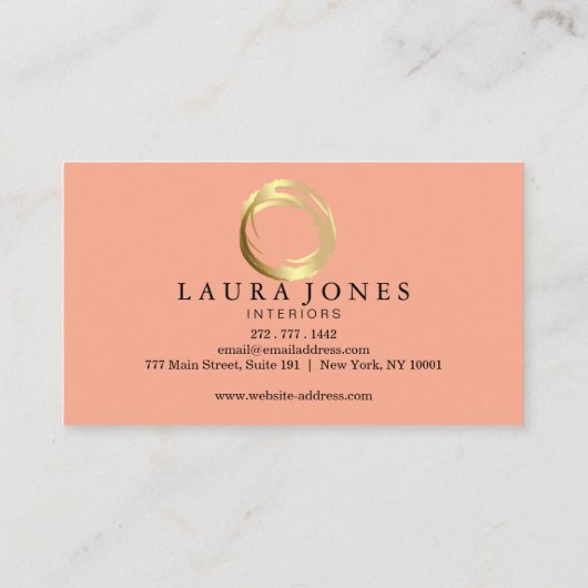 Faux Gold Painted Circle Designer 名刺 (裏面)